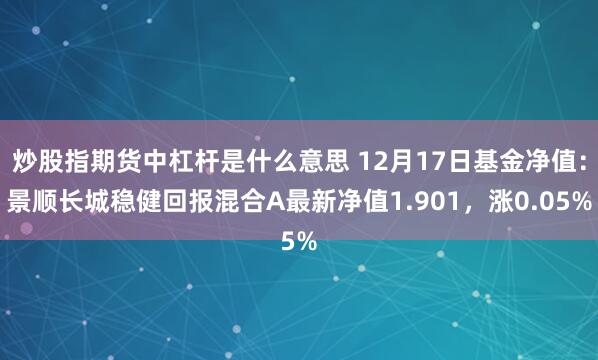 炒股指期货中杠杆是什么意思 12月17日基金净值：景顺长城稳健回报混合A最新净值1.901，涨0.05%