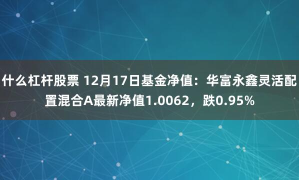   什么杠杆股票 12月17日基金净值：华富永鑫灵活配置混合A最新净值1.0062，跌0.95%