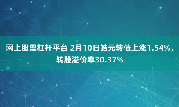 网上股票杠杆平台 2月10日皓元转债上涨1.54%，转股溢价率30.37%