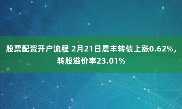 股票配资开户流程 2月21日晨丰转债上涨0.62%，转股溢价率23.01%