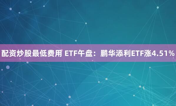 配资炒股最低费用 ETF午盘：鹏华添利ETF涨4.51%